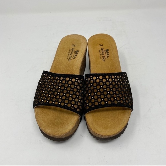 Spring Step Marni wedge platform sandals black suede slides - Picture 3 of 6